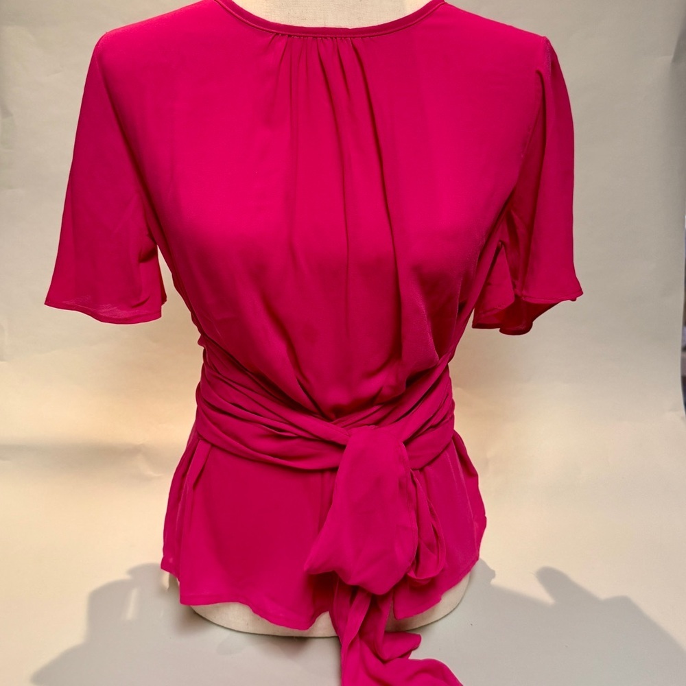 ROMWE Fuchsia Tie-Front Blouse